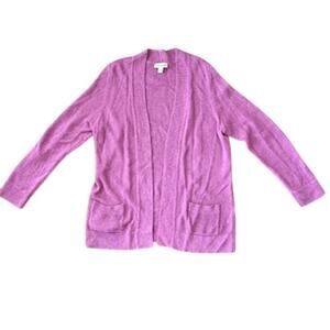 Appleseed's Large Pink, Open Front Long Linen/cotton Cardigan